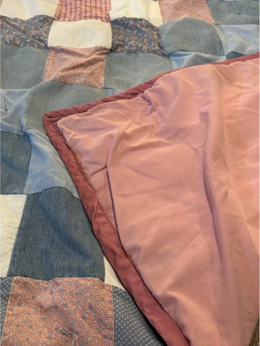 Vintage Denim Patchwork Quilt